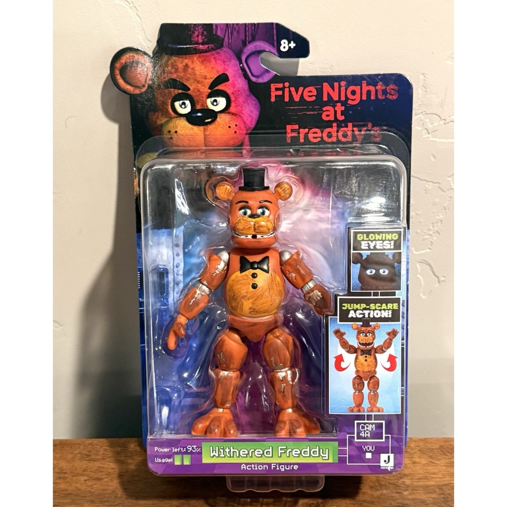 FNAF Five Nights Freddy's WITHERED FREDDY 5" Figure NEW Glowing Eyes Jump Scare